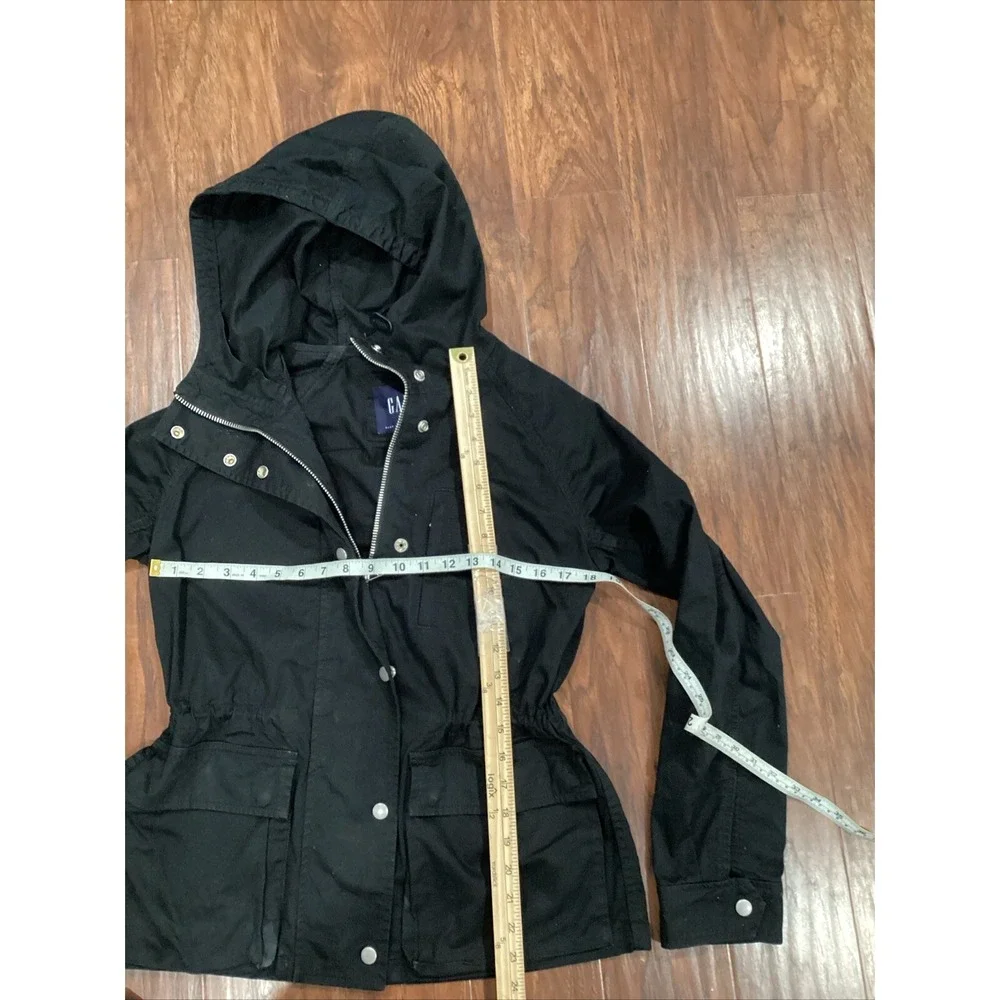 Gap Women's Jacket M Medium Black Full Zip Cotton Polyester Hooded