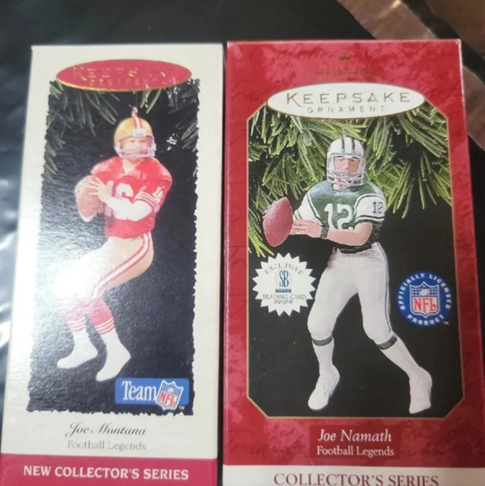 JOE MONTANA/Joe Namath Hallmark Figurine 1995 and 1997 Original‎ Boxes