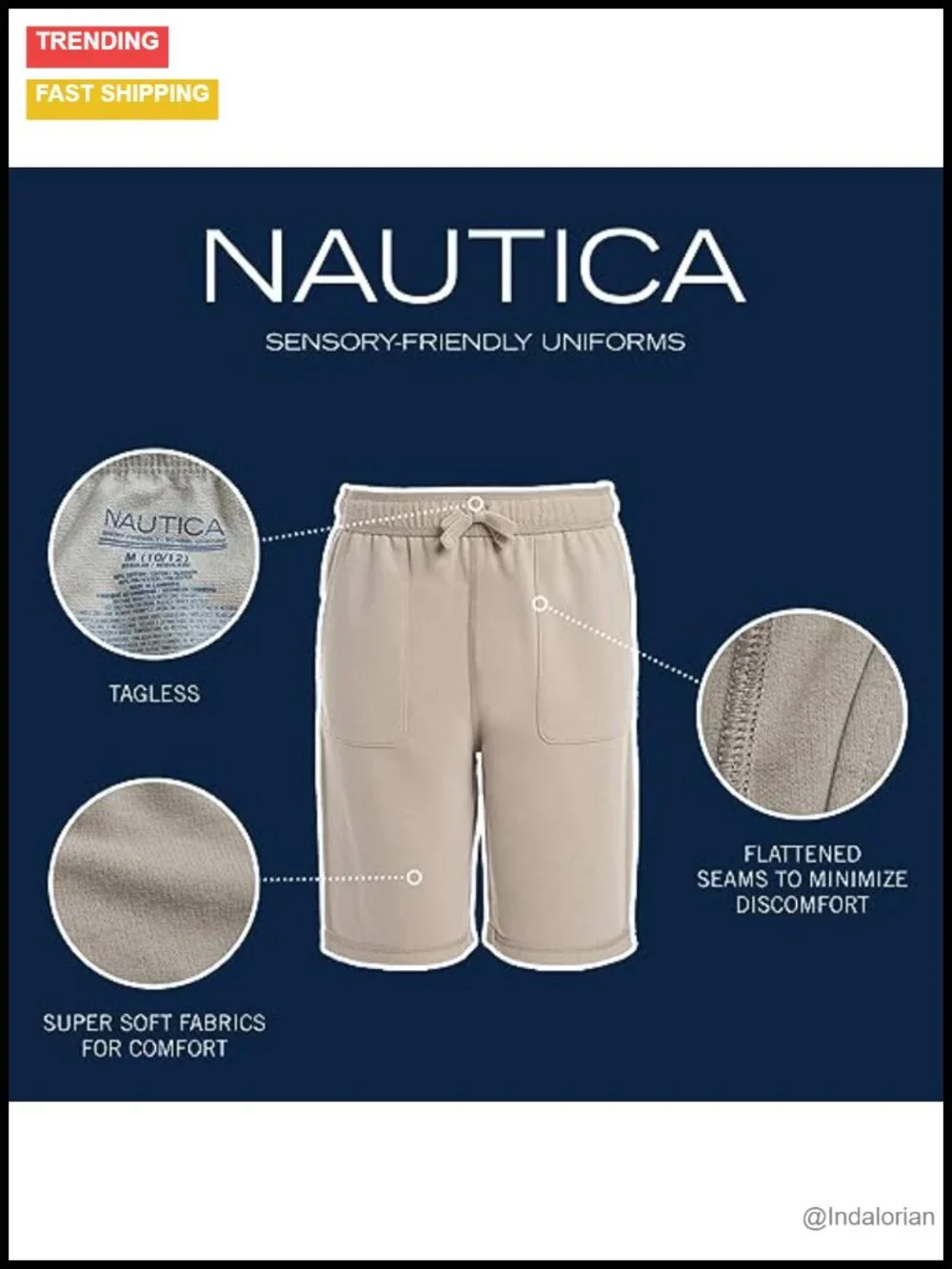 Sensory-Friendly French Terry Shorts, Pull-On, School Uniform Approved