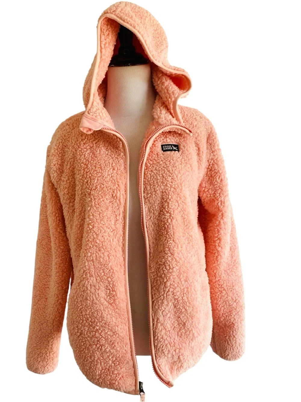 Eddie Bauer Youth Kid's High Pile Plush Sherpa Cozy Hooded  Jacket Pink Large