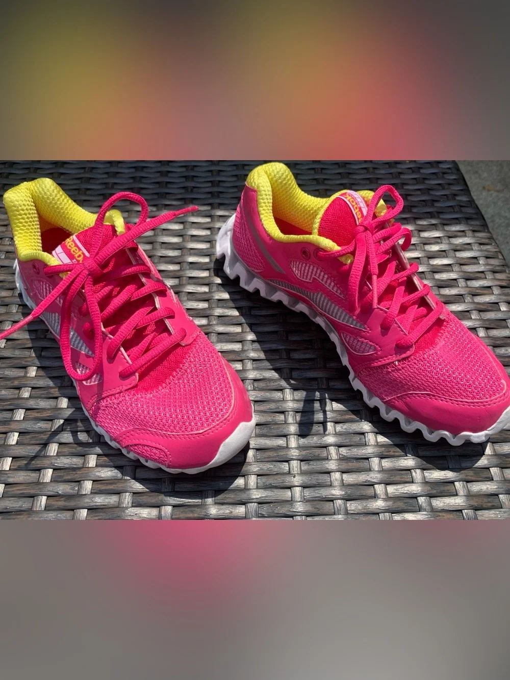 Reebok Hot Pink Athletic Shoes with Yellow Interior