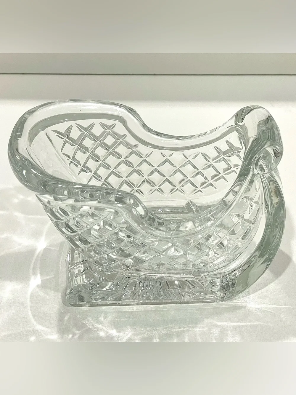 Vintage Crystal Sleigh Candy Dish Centerpiece Holiday Decor | EUC