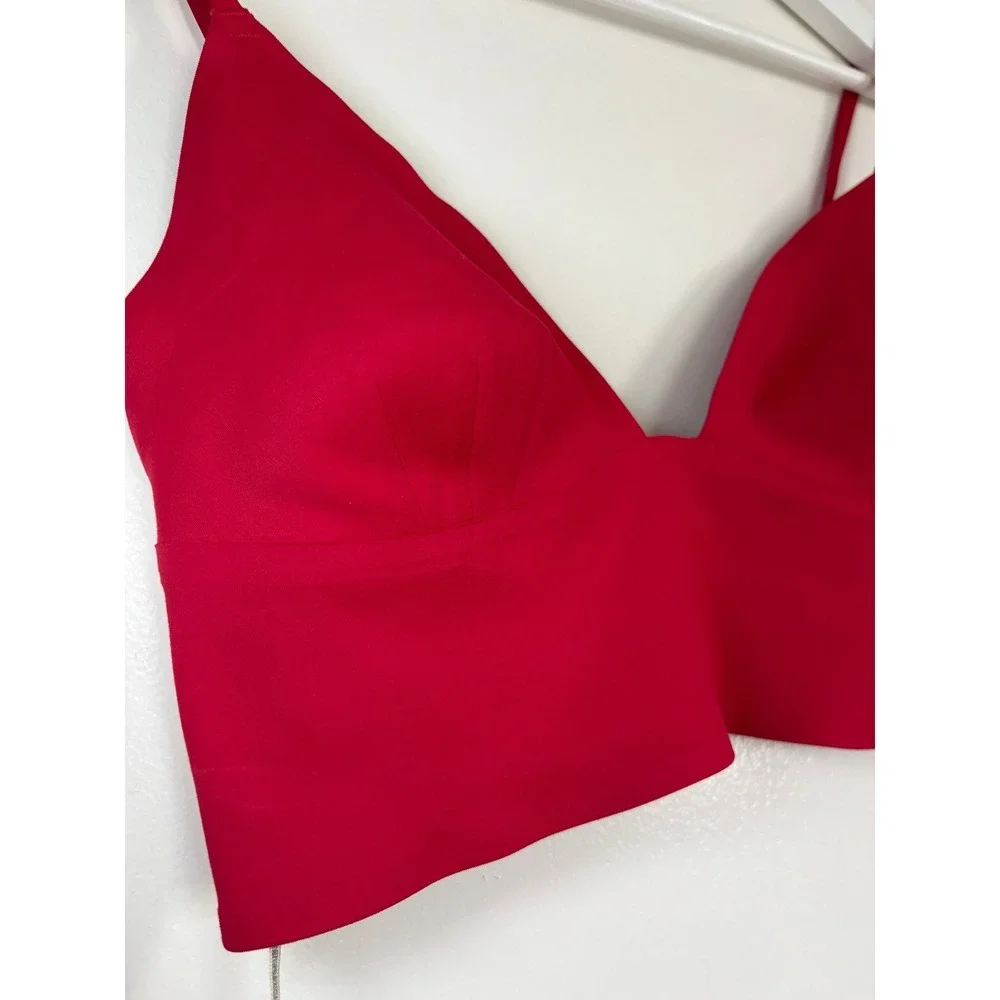 Free People Sage Longline Bralette Small Cayenne Red Intimately V-Neck Crop Top