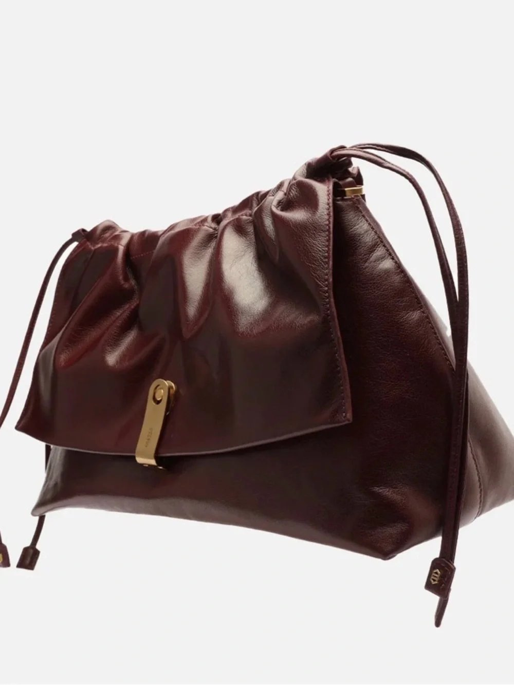 Arezzo Nicole Large Leather Pouch Drawstring Closure