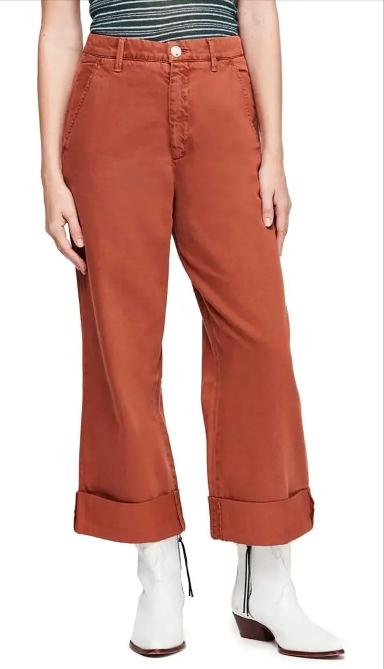 Free People On My Mind Cropped Cuffed Wide Leg Pants