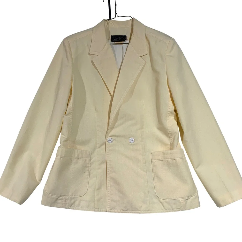 Vintage TOMBOY Blazer Jacket Size 11 Butter Yellow Pockets Career‎