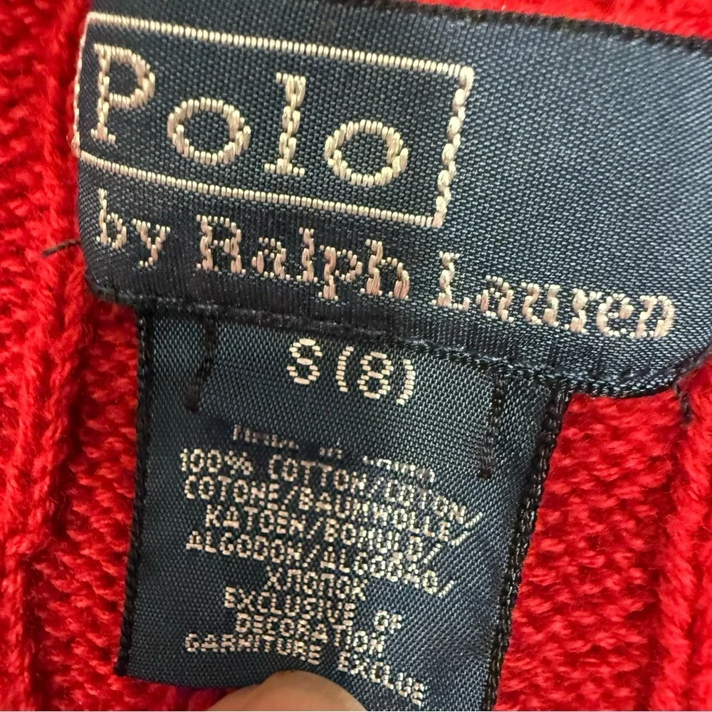 Ralph Lauren Boys 2 PCS Set Red Cotton Cable Knit Vest & White S/S T-Shirt Sz 8