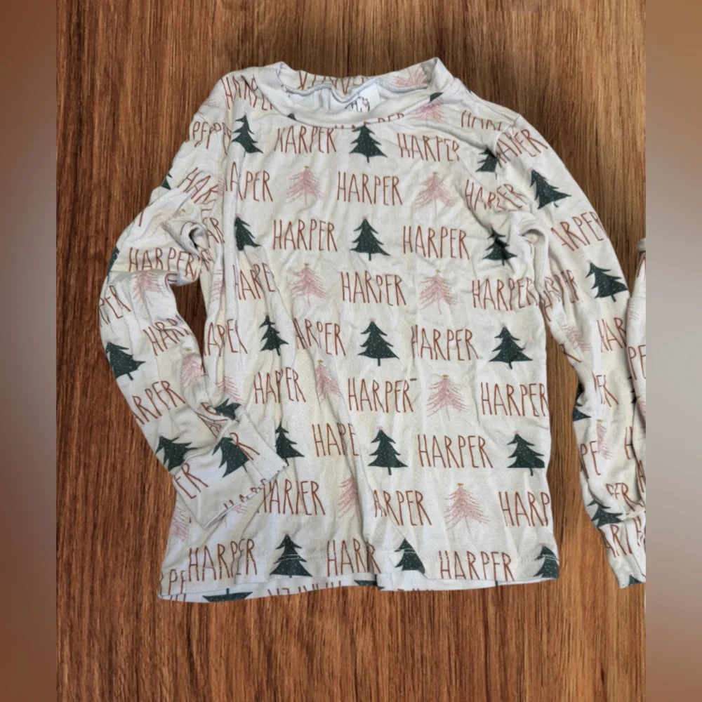 Harper Handmade Two Piece Pajamas SZ 4T Christmas Trees