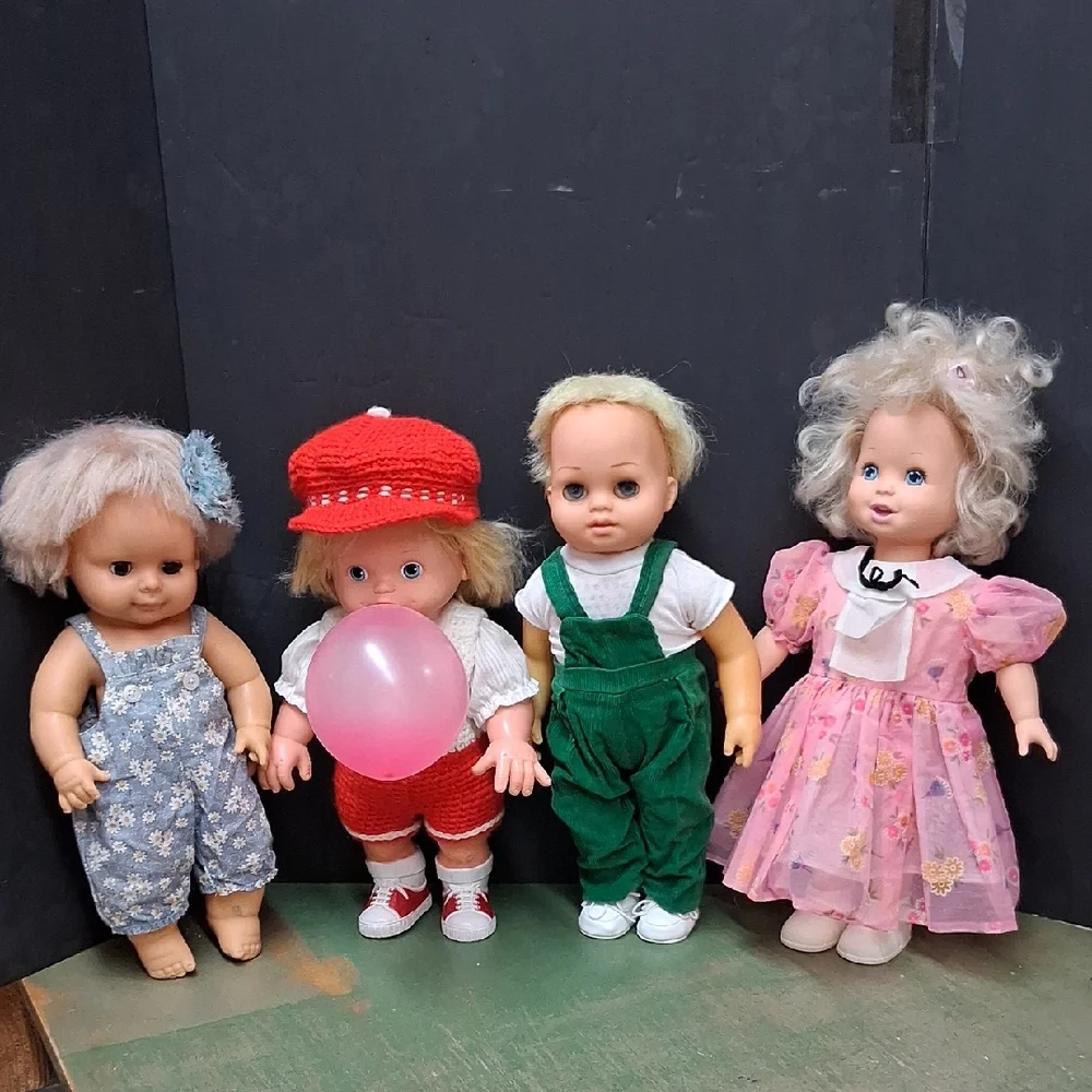 Vtg. 1960's-'80's dolls: Horstman, Bubble Yum, Chatty boy, & Grow with me‎ doll