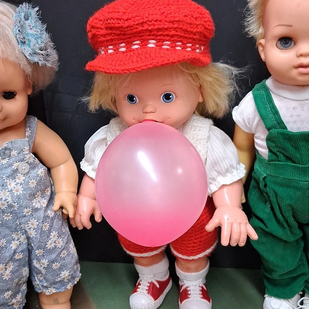 Vtg. 1960's-'80's dolls: Horstman, Bubble Yum, Chatty boy, & Grow with me‎ doll