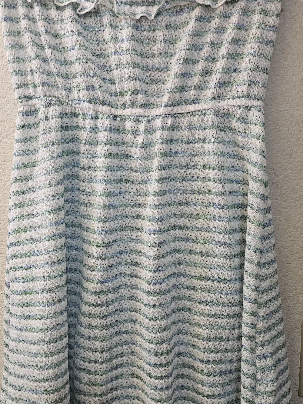 Cupshe Swim Beach Cover-Up Tube Dress White Blue Stripe Sleeleless Knit Small