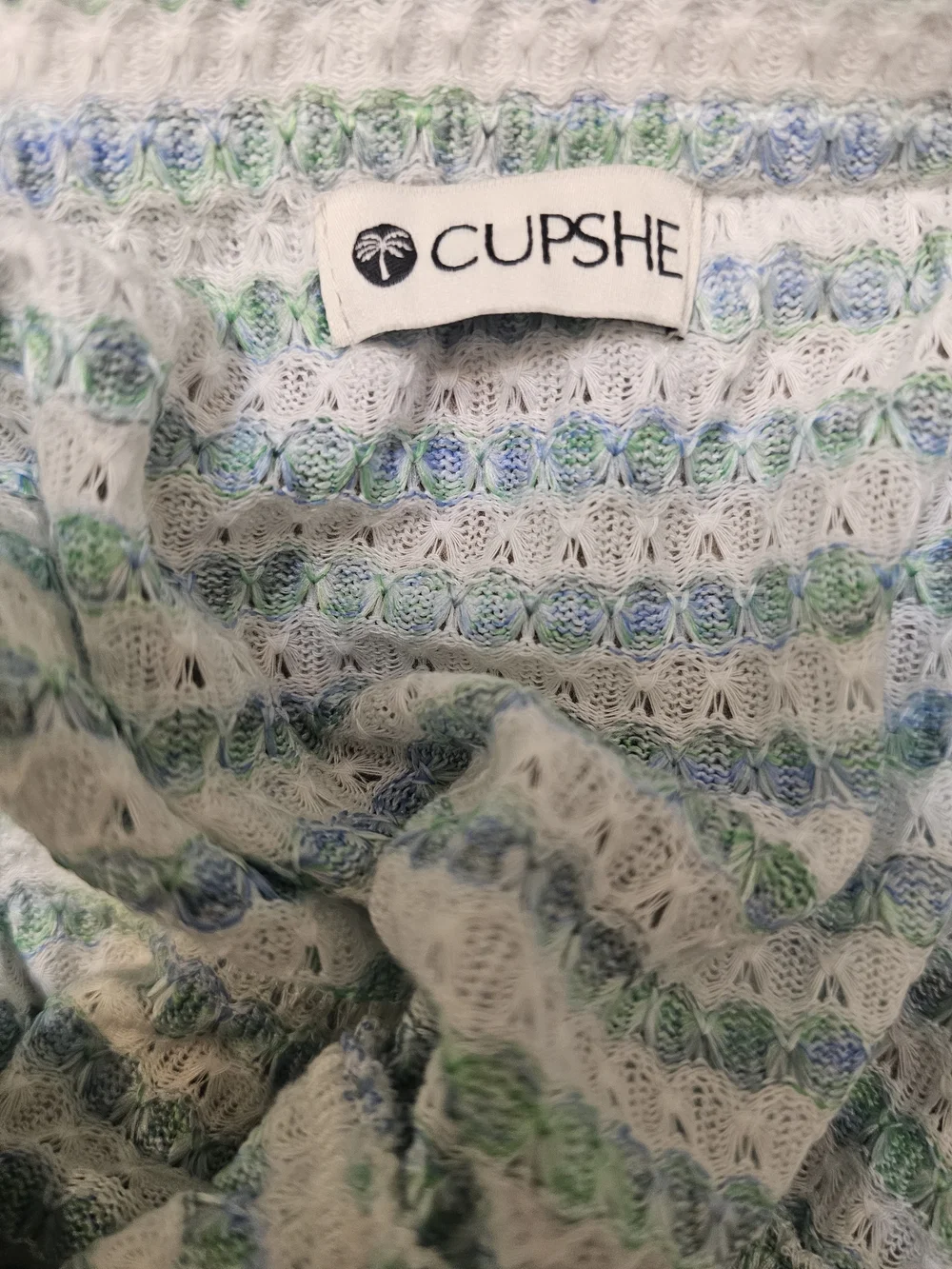 Cupshe Swim Beach Cover-Up Tube Dress White Blue Stripe Sleeleless Knit Small