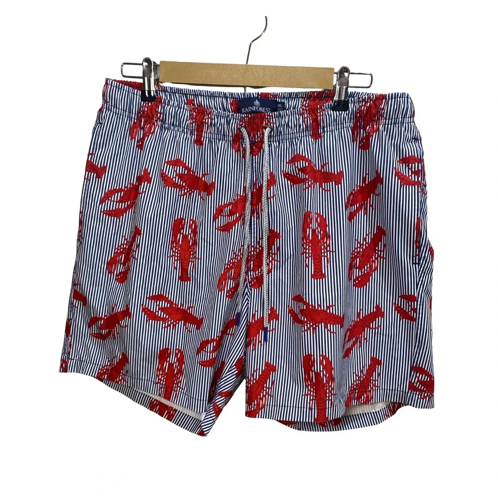 Men's Rainforest‎ Swim Shorts XL Lobster Print Nautical 6