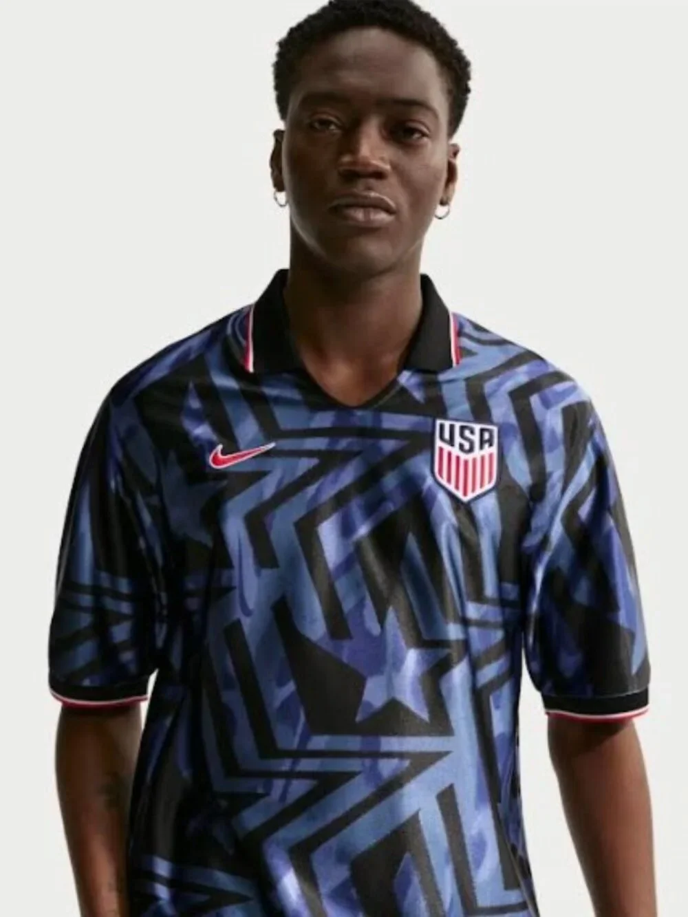Nike USA Blue and Black Star Graphic Men's Jersey