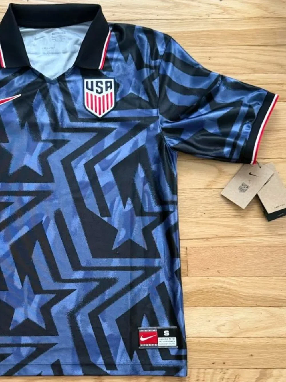 Nike USA Blue and Black Star Graphic Men's Jersey