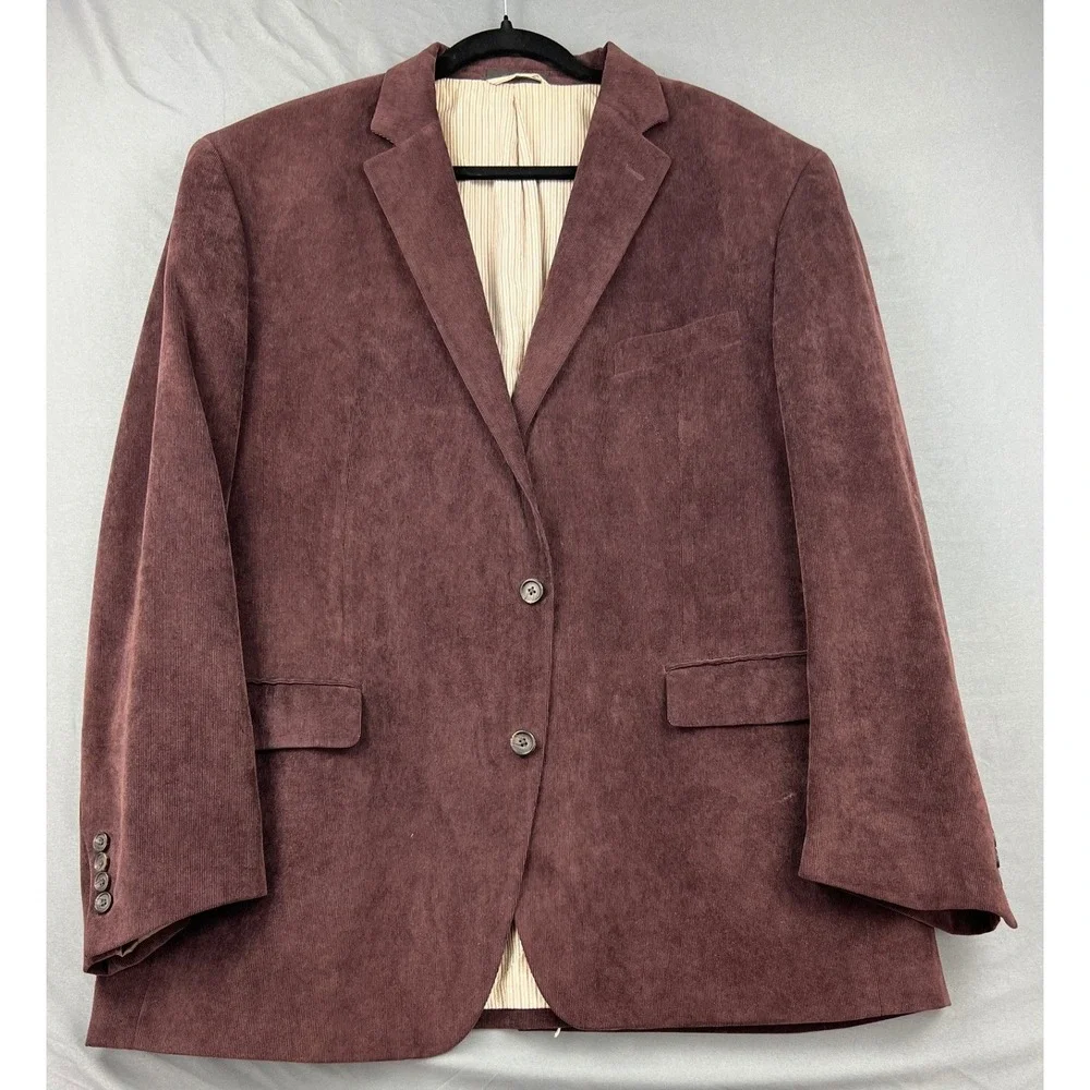 Lauren Ralph Lauren Corduroy Blazer Mens 48R Burgundy Maroon Sport Coat Good