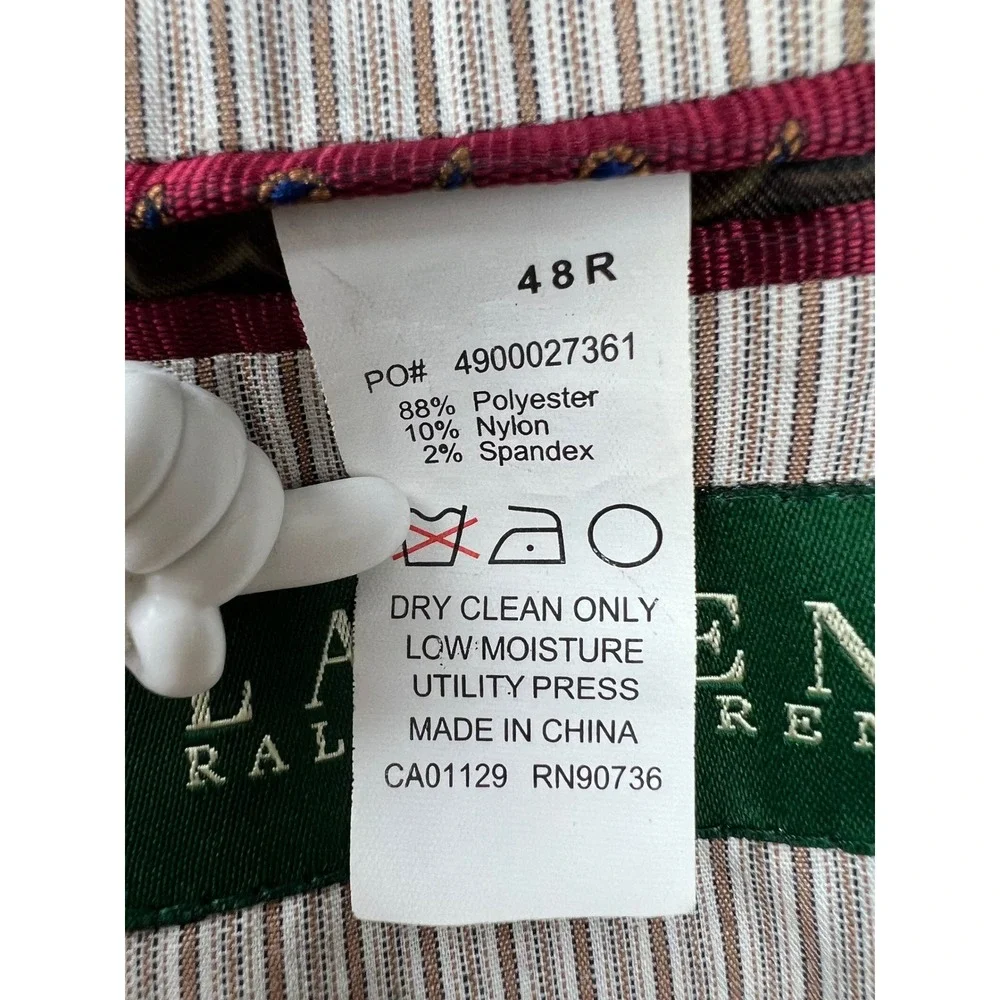 Lauren Ralph Lauren Corduroy Blazer Mens 48R Burgundy Maroon Sport Coat Good