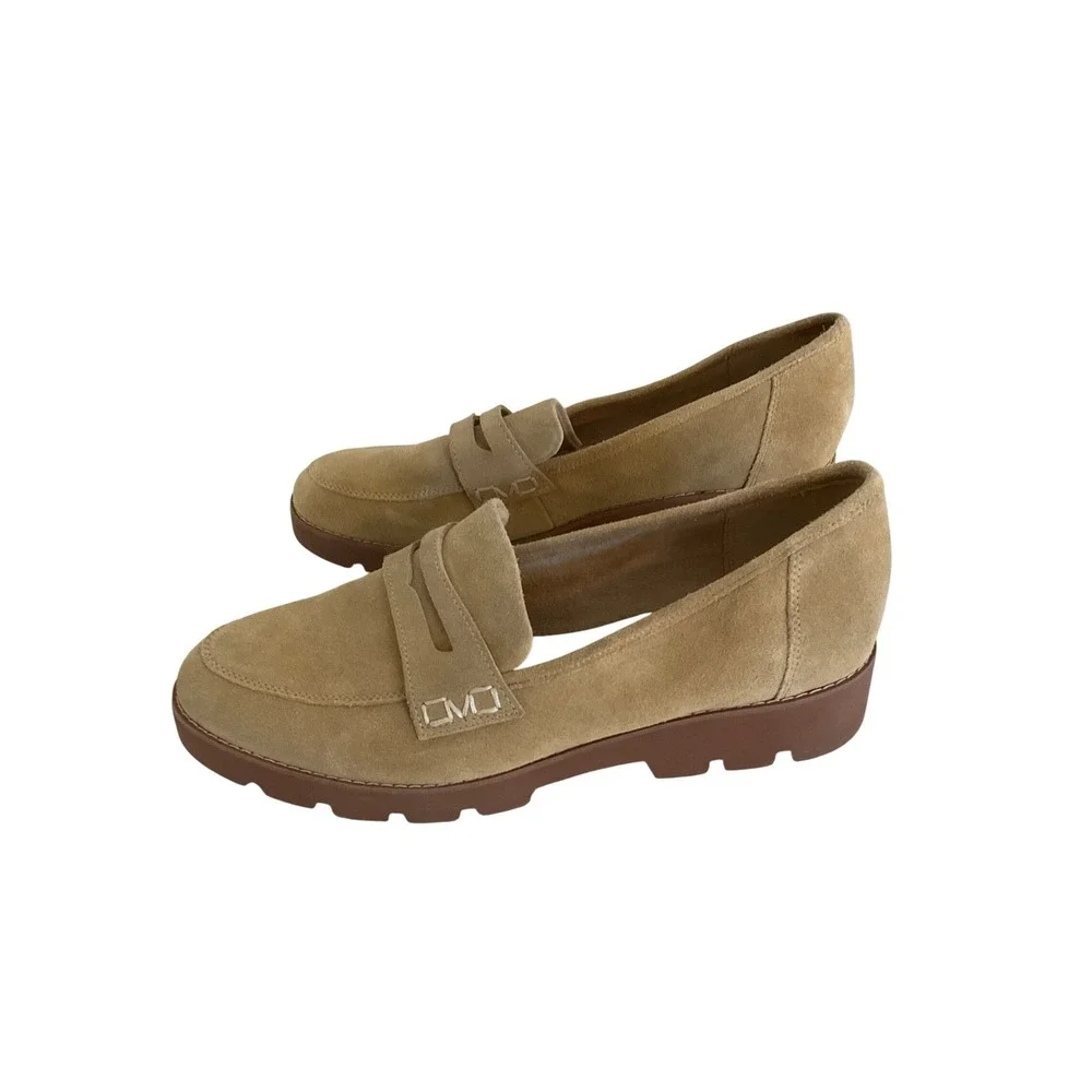Vionic Cheryl II Loafers Women 10 Tan Suede Lug Sole Penny Loafer