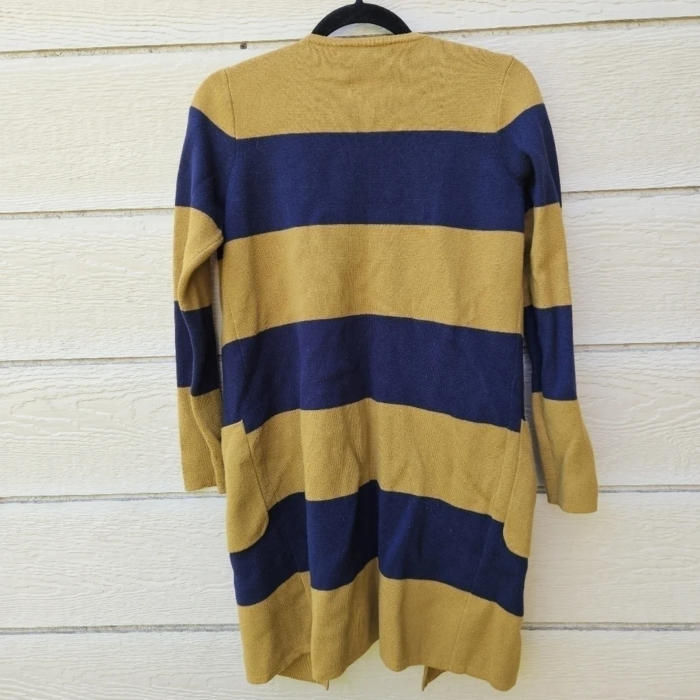 J. Crew Juliette collarless long line sweater blazer navy blue and brown XXS
