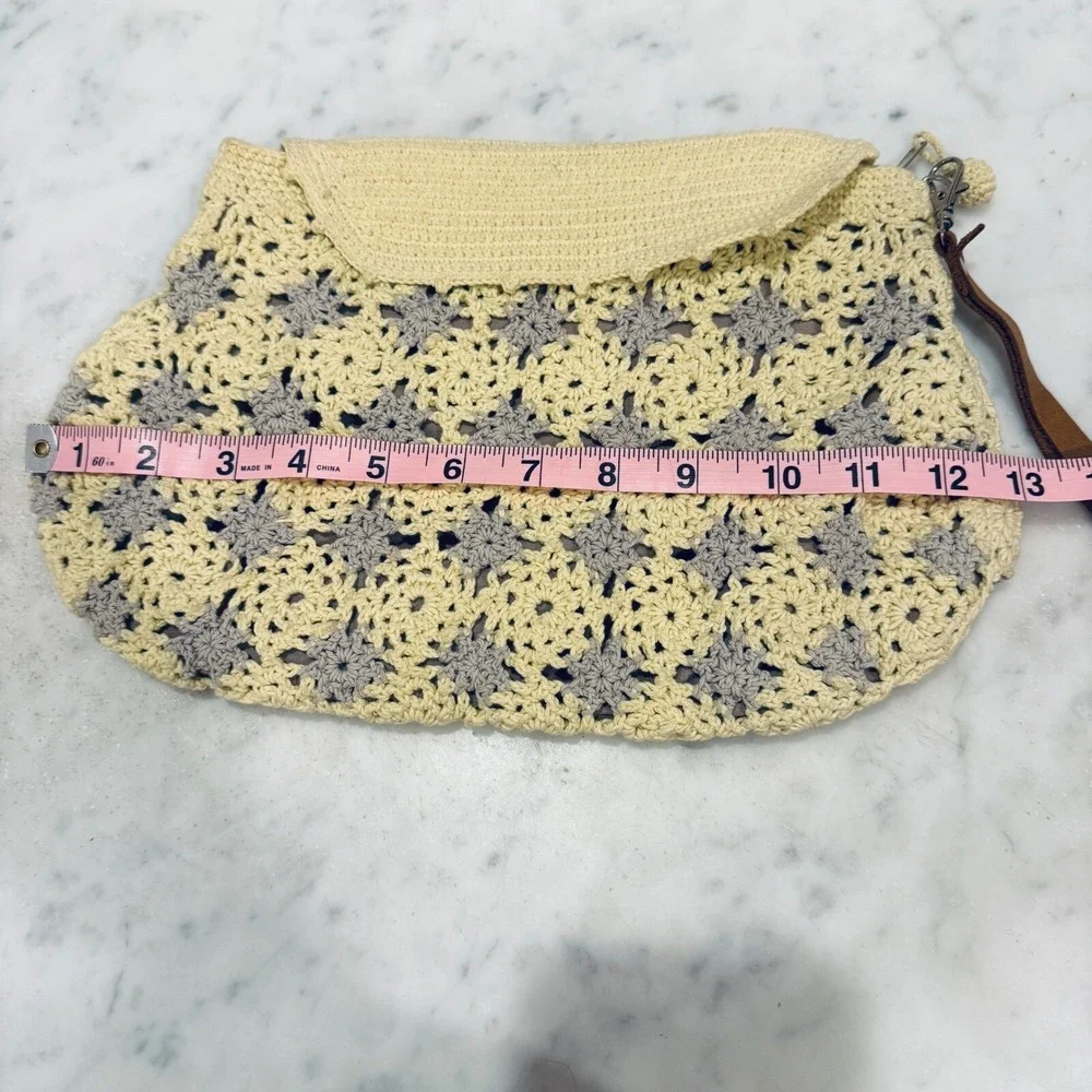 Crochet Clutch Purse Handbag Bohemian Style‎ Snap Closure Wristlet