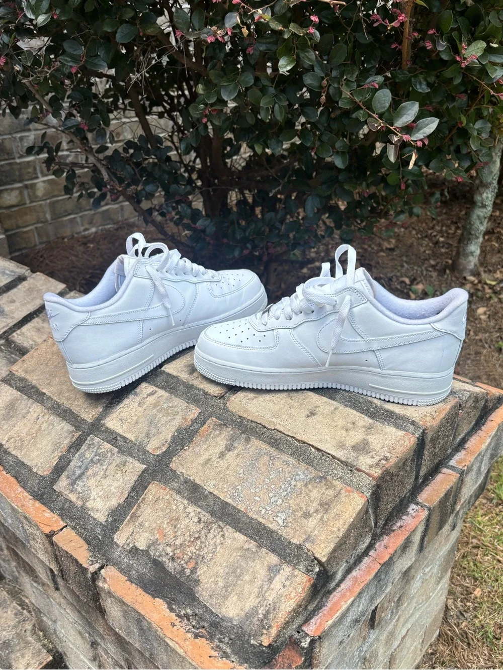 Nike White Low-Top Leather Sneaker with Red Supreme Box Logo