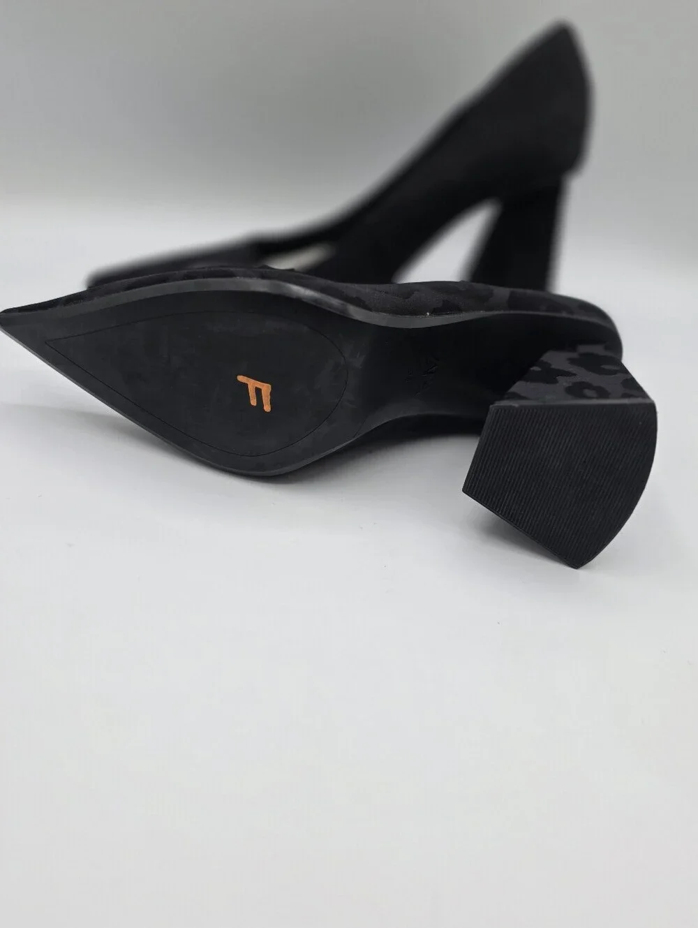 Zara Womens Printed Fabric Black Block heel shoes Size 6 Wedding Guest Preppy