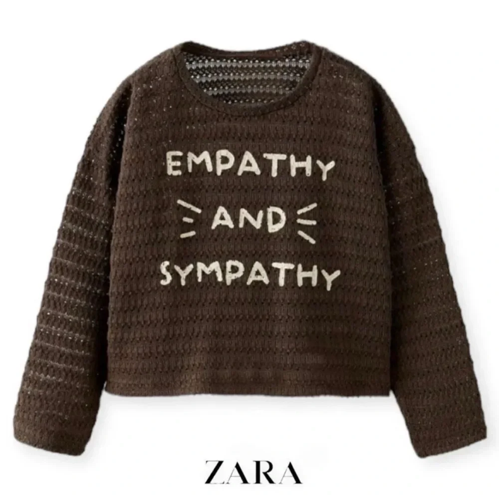 Zara kids, Brown, text knit shirt, 3-4 years