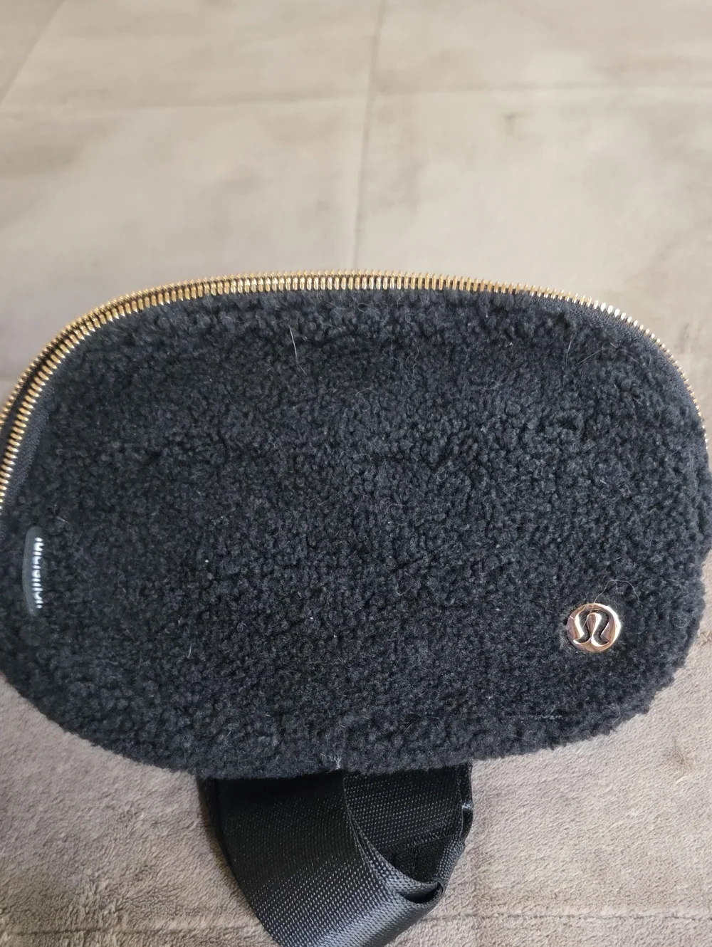 lululemon athletica Black Sherpa Crossbody Bag with Gold Hardware