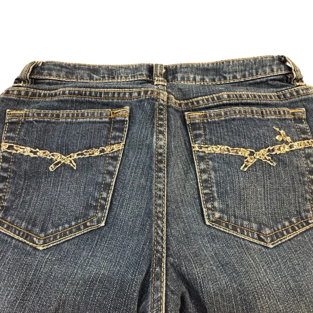 Gap Kids Bootcut Snowflake Sequined Jean Blue Gold Girl 12R