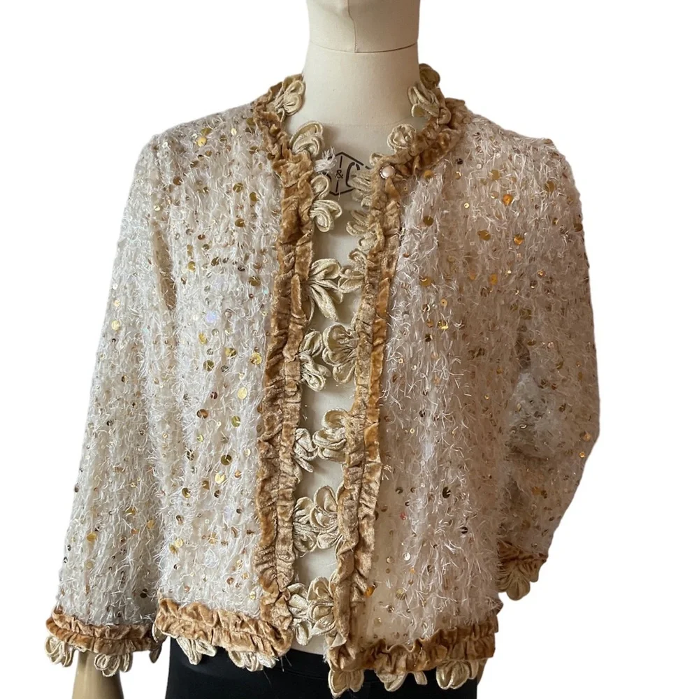 Sequined Cream Women's Blazer Jacket