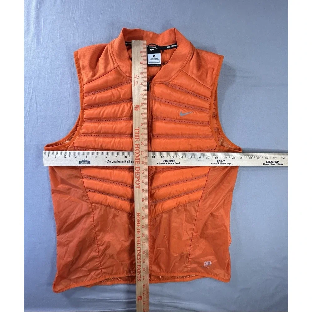 Nike Aeroloft 800 Running Vest Vibrant Orange Full Zip Men's Large Goose Down