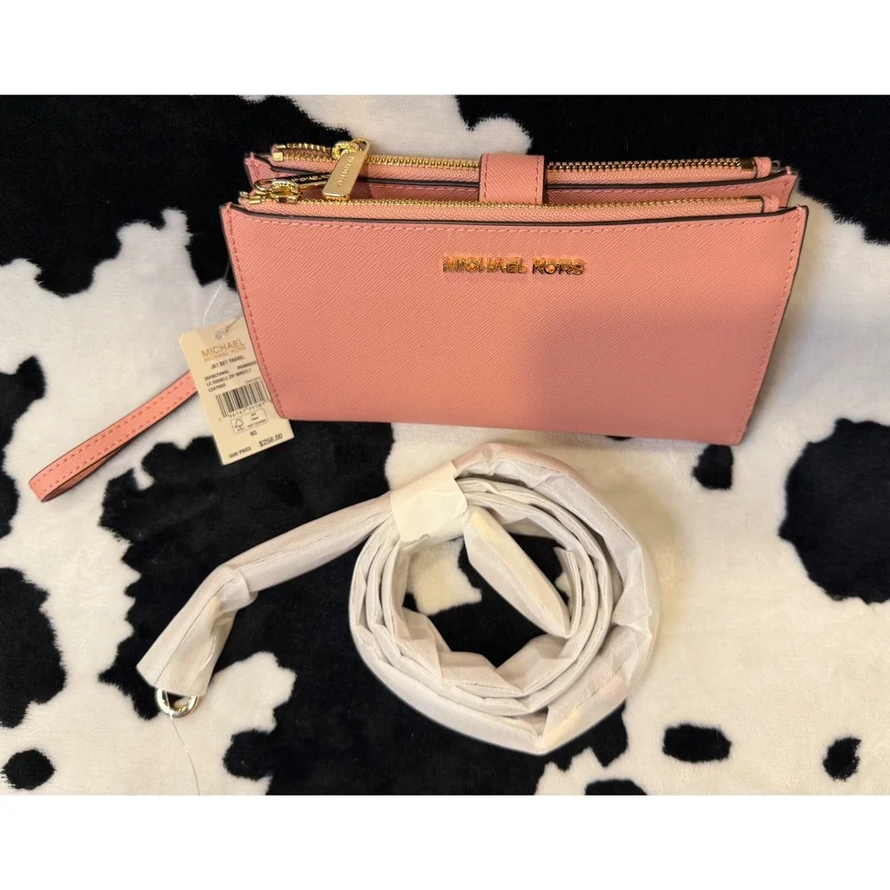 Michael Kors Jet Set Travel Large Double‎ Zip Wristlet Primrose Pink 35F8GTVW0L