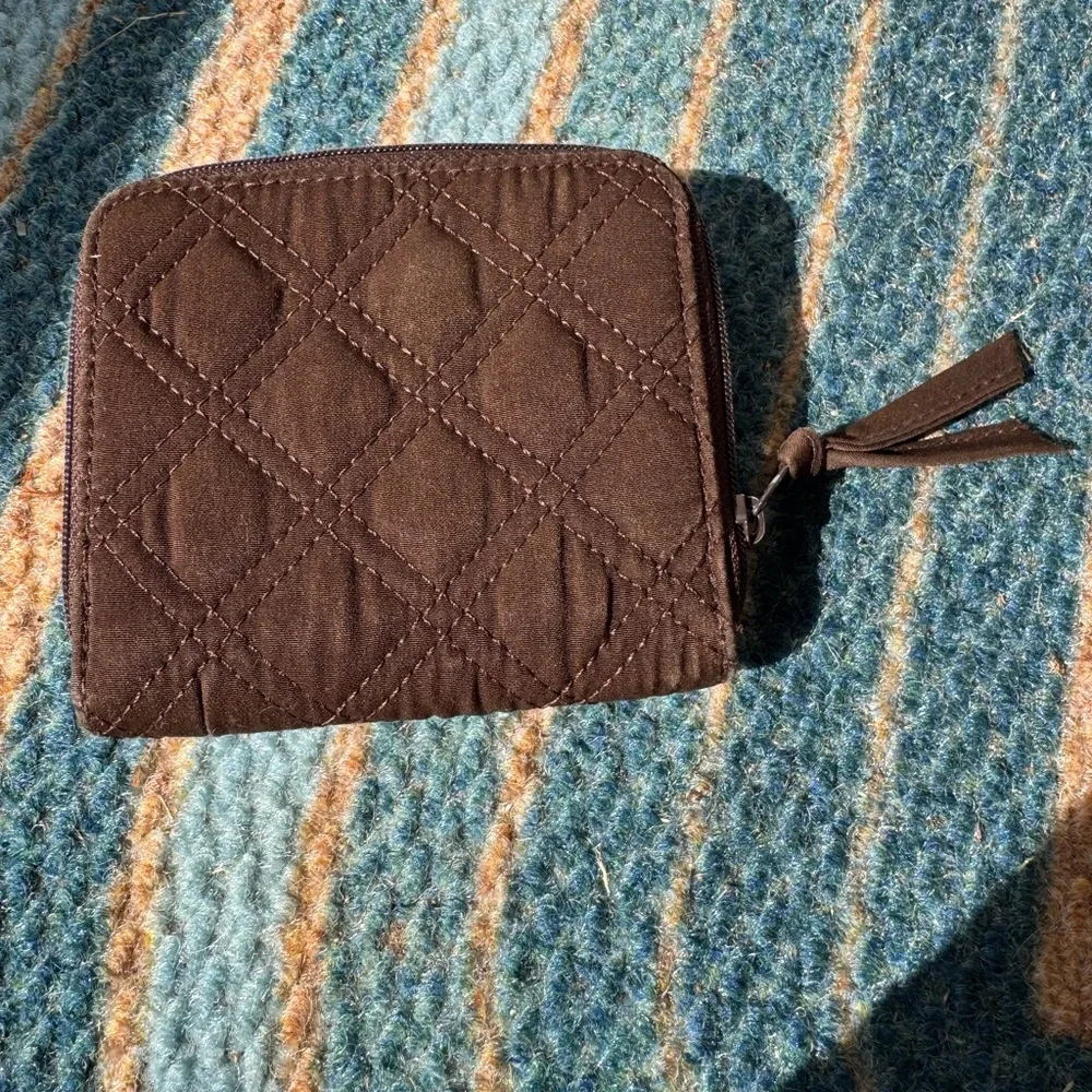Vera Bradley Chocolate Quilted Wallet Mini Zip Espresso Brown
