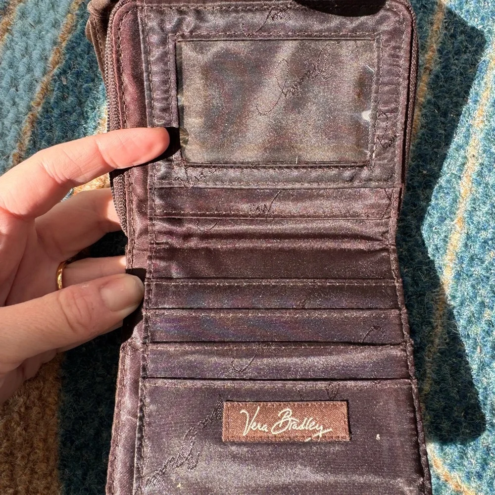 Vera Bradley Chocolate Quilted Wallet Mini Zip Espresso Brown