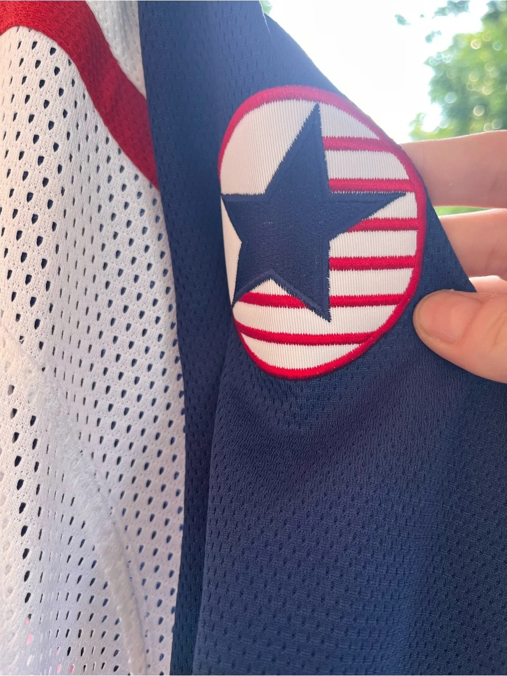 Vintage Nike Team USA Hockey Jersey White Red Blue Size Large