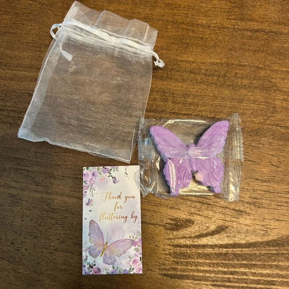 Purple Butterfly Hand Body Soap with Organza Bag “Thank you for fluttering by”