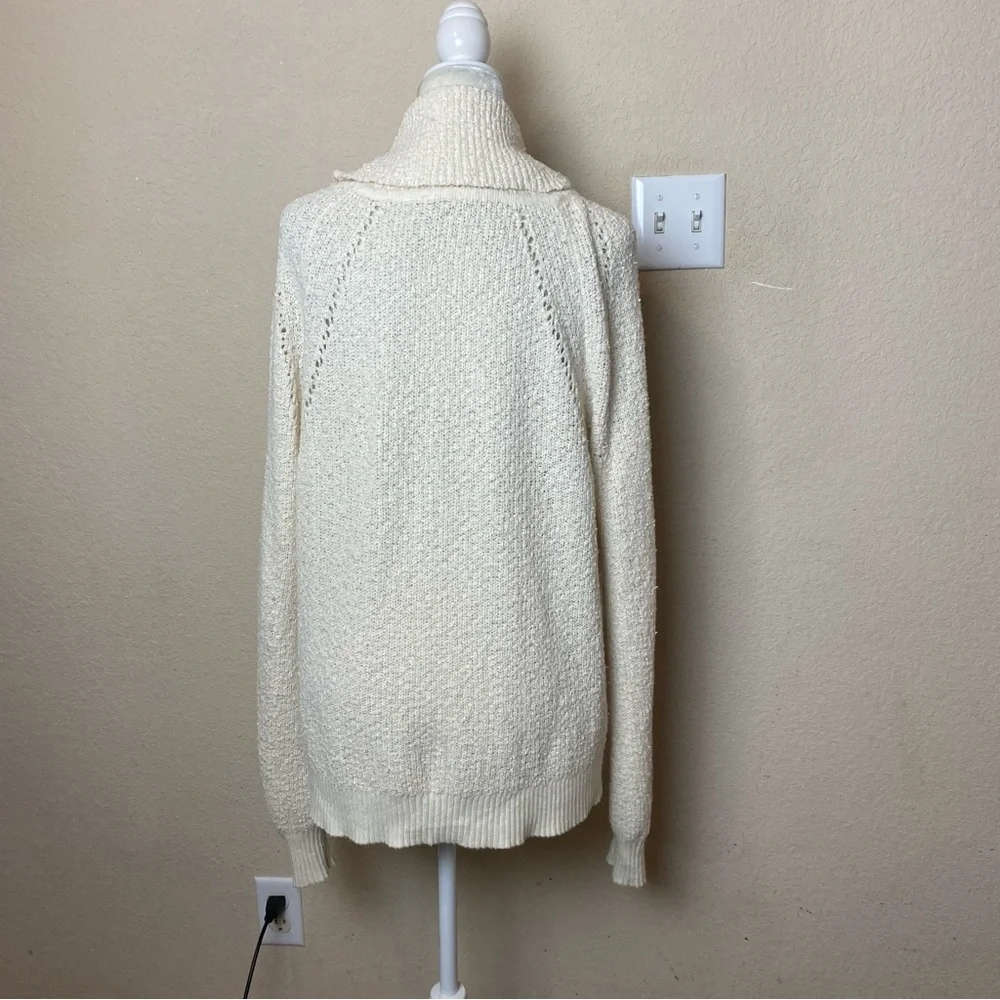 Free People By Your Side Sweater Ivory Cream Cowl Neck Oversized Nubby Sz Small