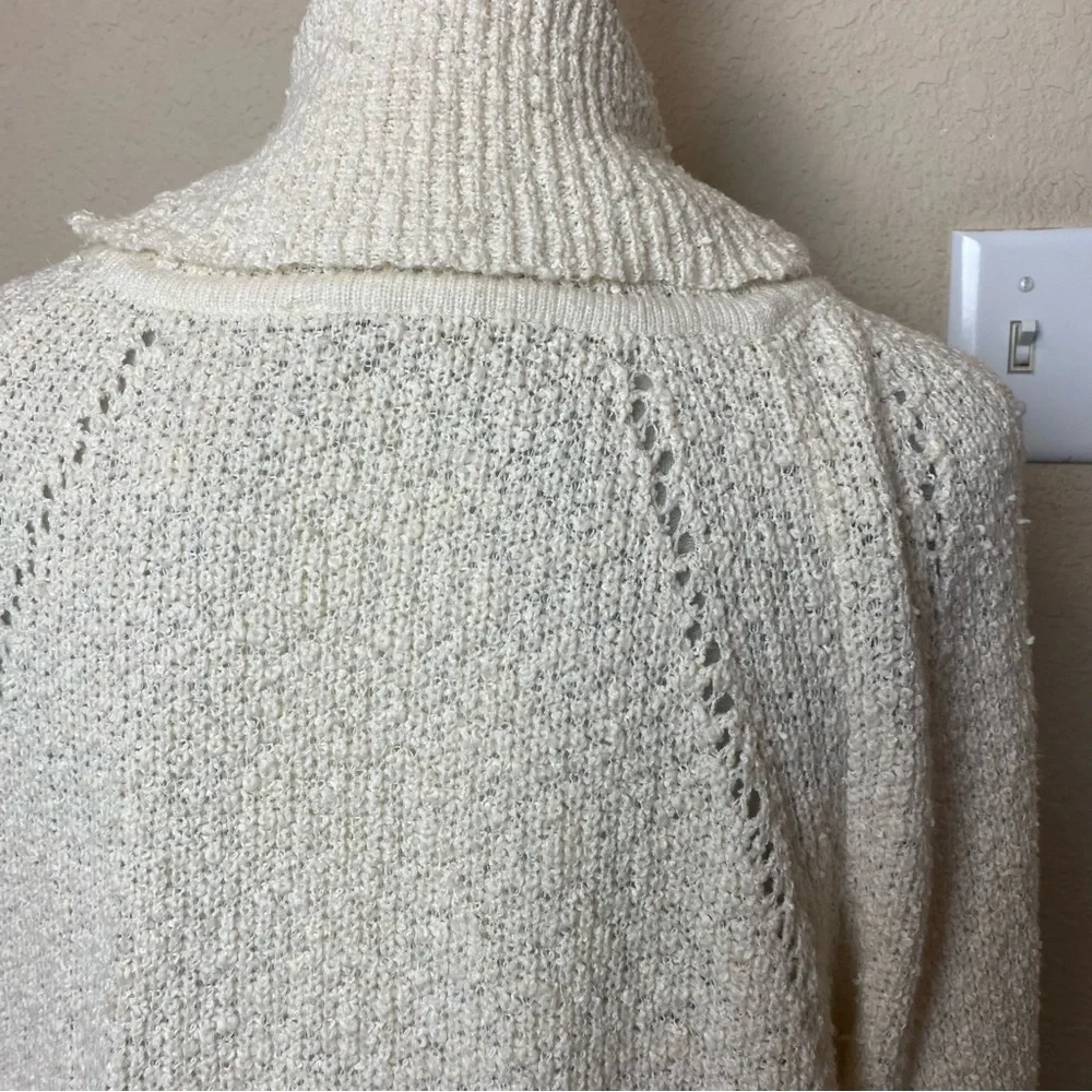 Free People By Your Side Sweater Ivory Cream Cowl Neck Oversized Nubby Sz Small