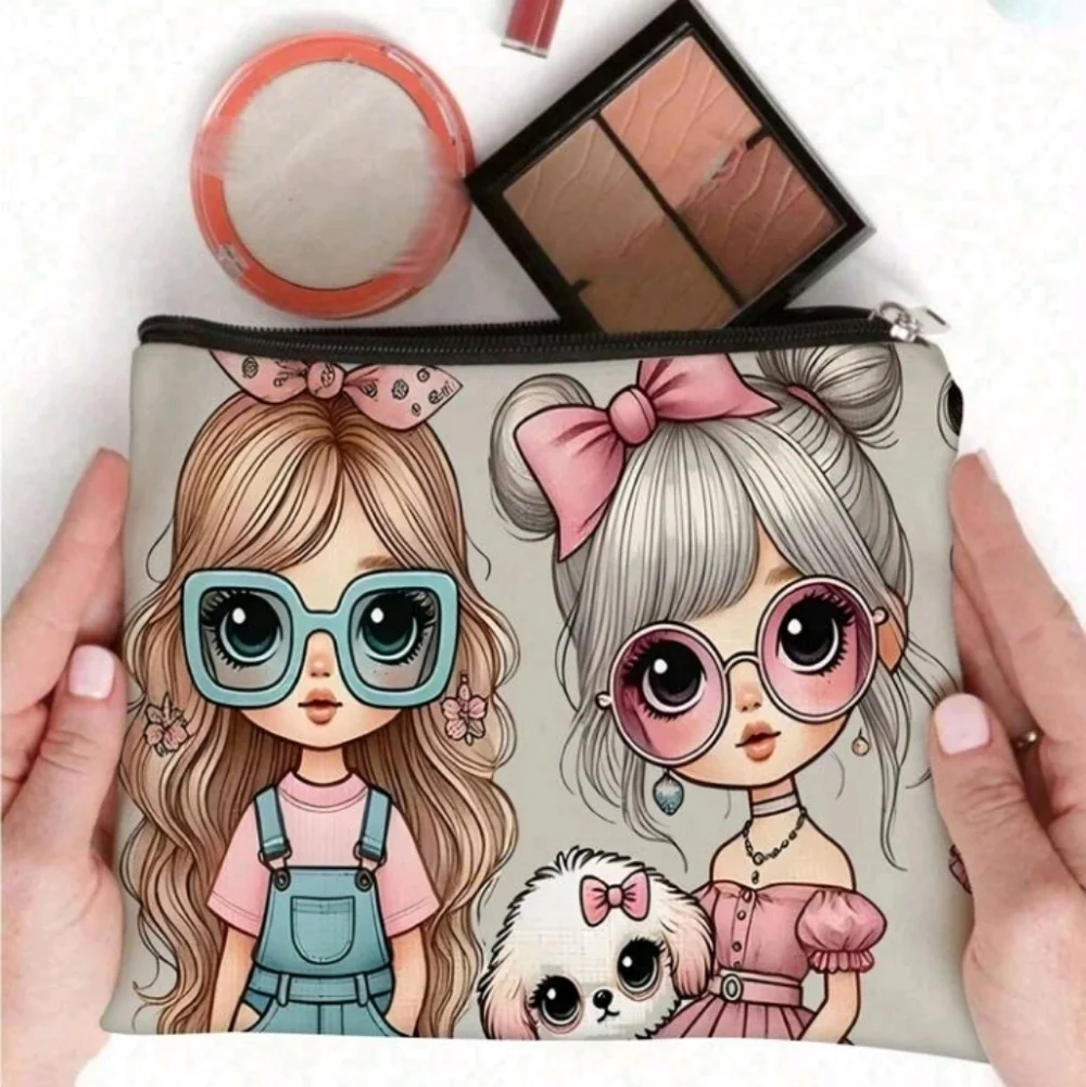 Kawaii Cute Girls Print Cosmetic Bag Zip Pouch Purse