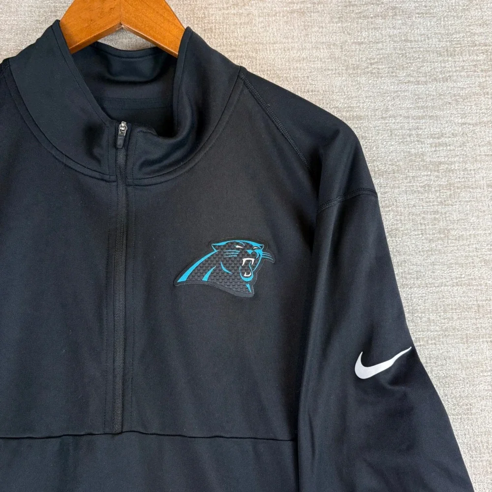 Nike Carolina Panthers NFL 1/2 Zip Pullover Men Black Performance Top XL Dri-Fit
