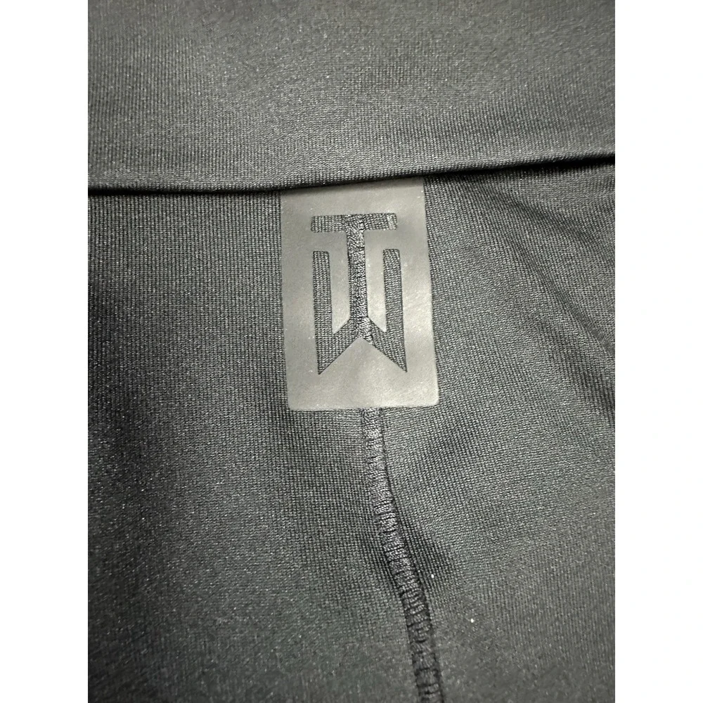 Nike Dri Fit Tiger Woods Polo Large Gray Black Stripe Mens Short Sleeve Golf