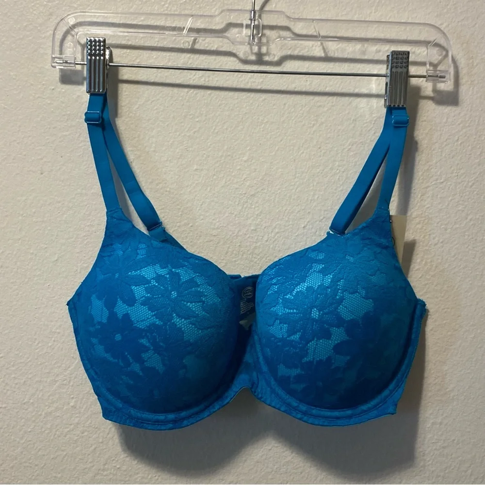No Boundaries‎ Blue Lace Underwire Bra Size 34DD Push Up New