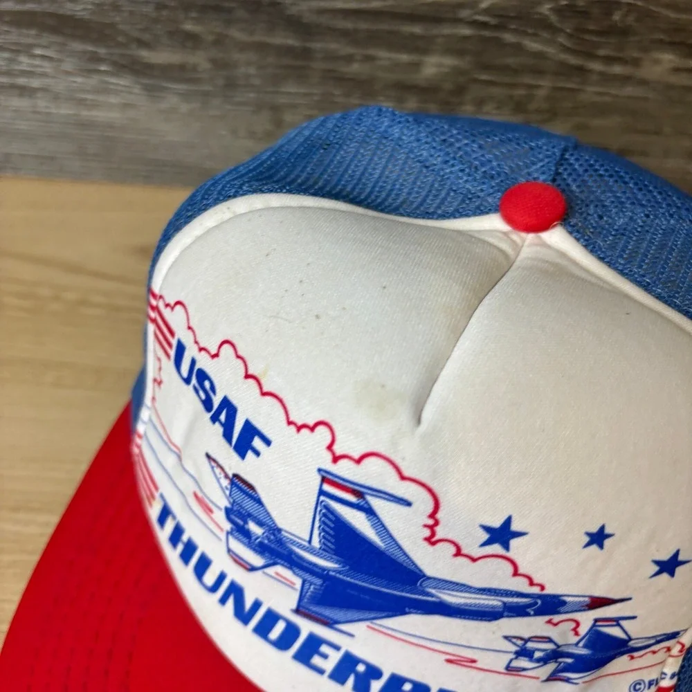 Vintage‎ USAF Hat Cap Snap Back Blue Red Trucker Thunderbirds