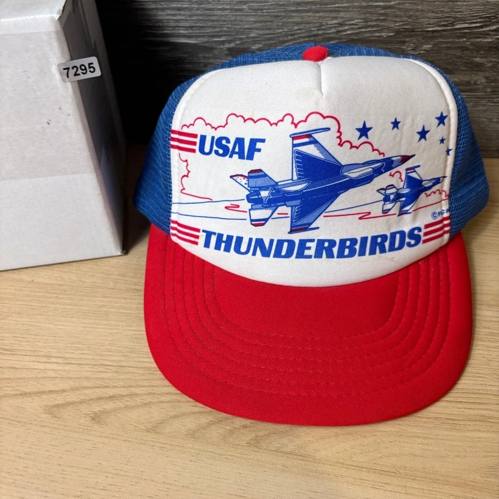 Vintage‎ USAF Hat Cap Snap Back Blue Red Trucker Thunderbirds