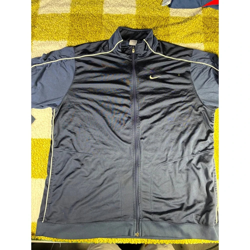 Nike Mens Track‎ Jacket XXL Navy  White Piping Full Zip Athletic Swoosh Logo Y2K