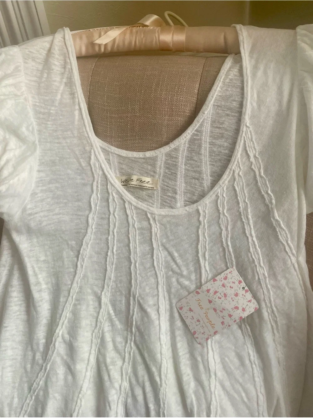 Free People White Scoop Neck Ruffle Sleeve Top  NEW W/ TAGS!