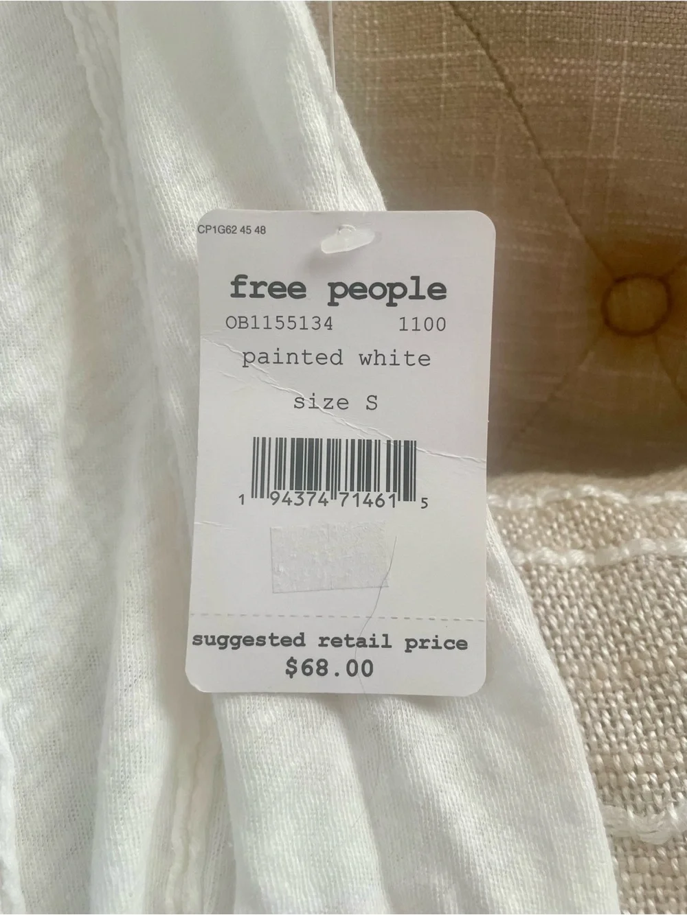 Free People White Scoop Neck Ruffle Sleeve Top  NEW W/ TAGS!