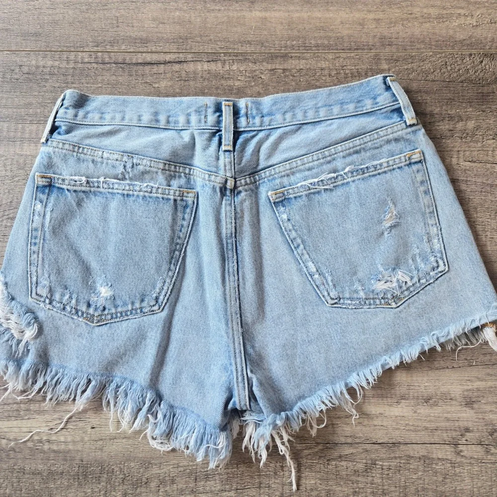 AGOLDE Parker High Rise Distressed Denim Shorts Light Wash Size 30 A026-811