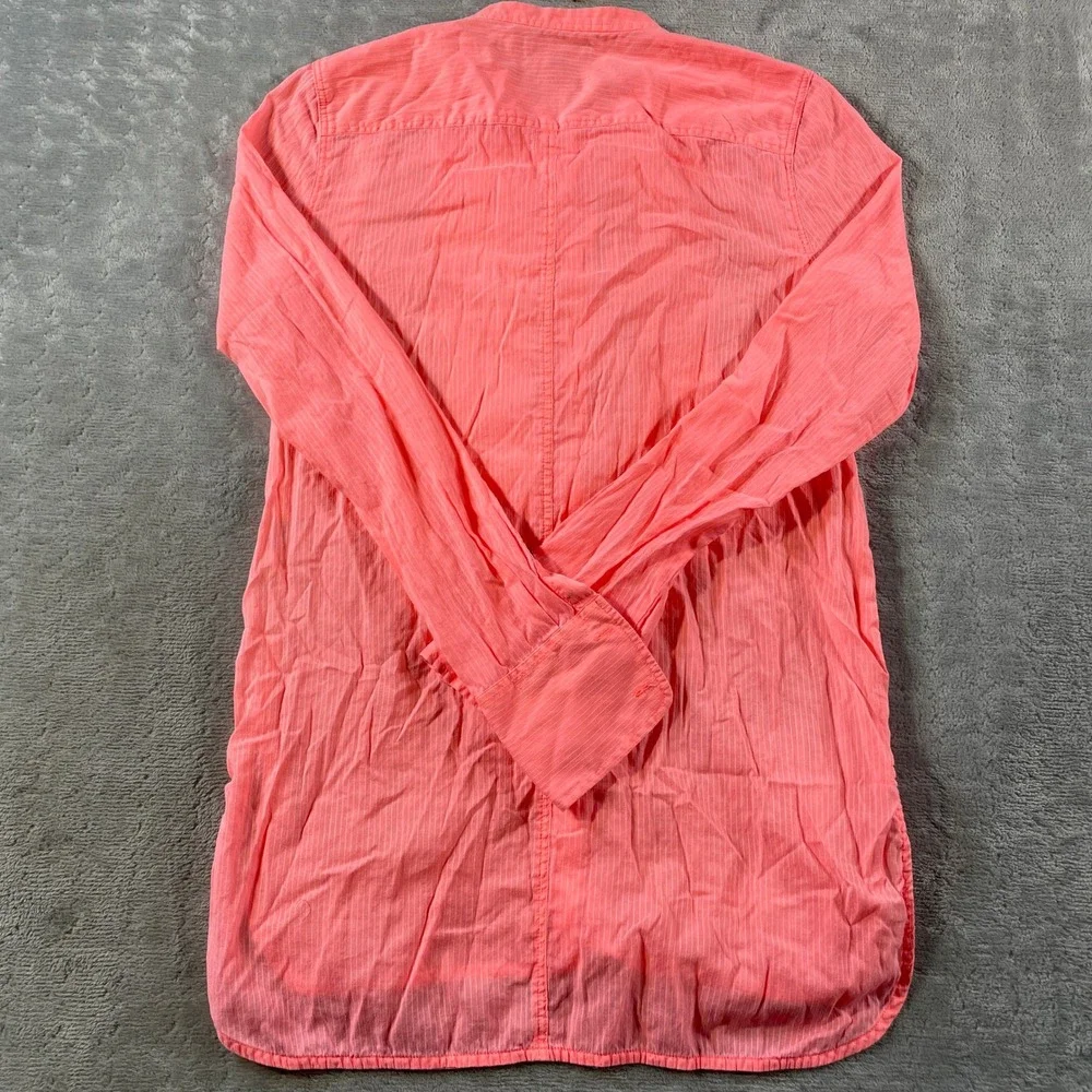 J  Crew Shirt Tunic Top Women 0 XS Pink Coral Pleated Front Coastal Beach Summer