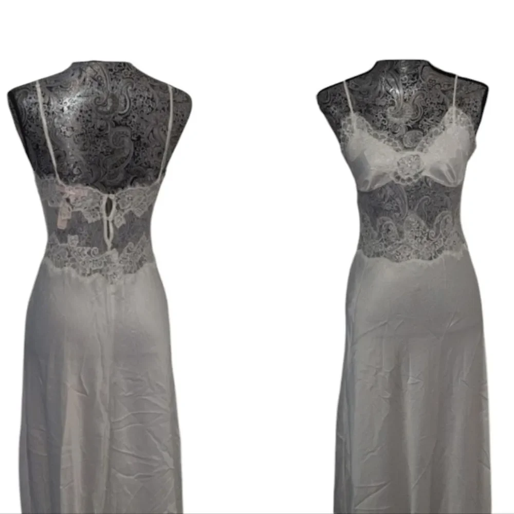 NWT Victoria's Secret Vintage Maxi Nightgown Satin Lace Sheer Stomach Back S